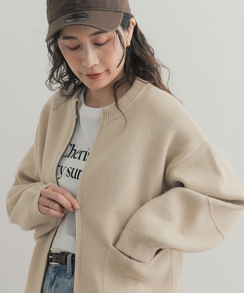 URBAN RESEARCH DOORS（アーバンリサーチドアーズ）の「『一部WEB限定カラー』ニットZIPブルゾン（ブルゾン・レディース・グレー系その他/ブラック/ベージュ/ブラウン系その他・FREE）」の15枚目の写真