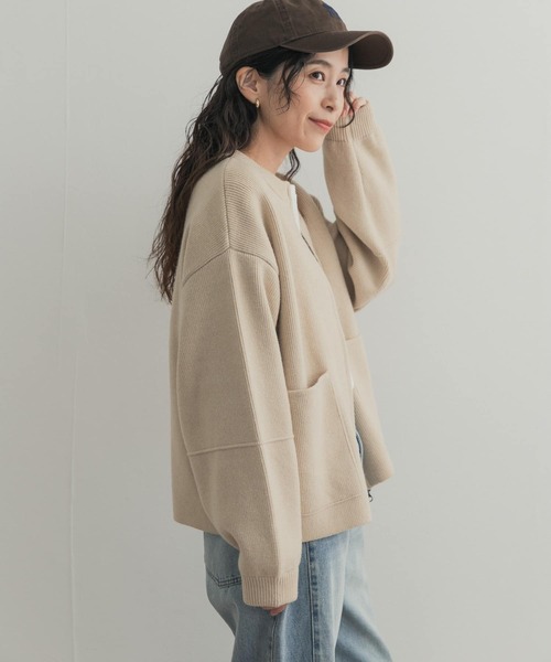 URBAN RESEARCH DOORS（アーバンリサーチドアーズ）の「『一部WEB限定カラー』ニットZIPブルゾン（ブルゾン・レディース・グレー系その他/ブラック/ベージュ/ブラウン系その他・FREE）」の6枚目の写真
