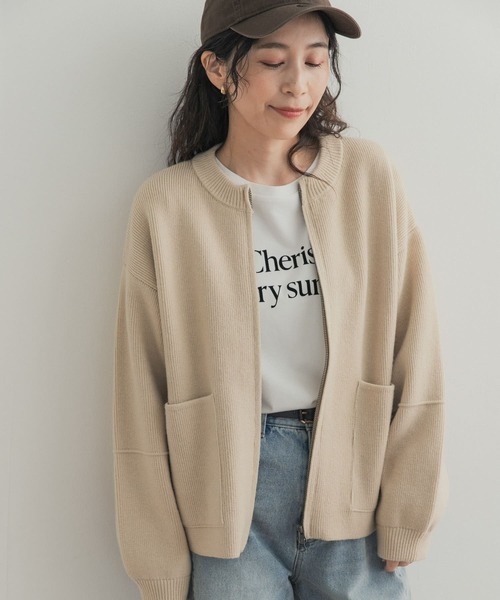 URBAN RESEARCH DOORS（アーバンリサーチドアーズ）の「『一部WEB限定カラー』ニットZIPブルゾン（ブルゾン・レディース・グレー系その他/ブラック/ベージュ/ブラウン系その他・FREE）」の7枚目の写真
