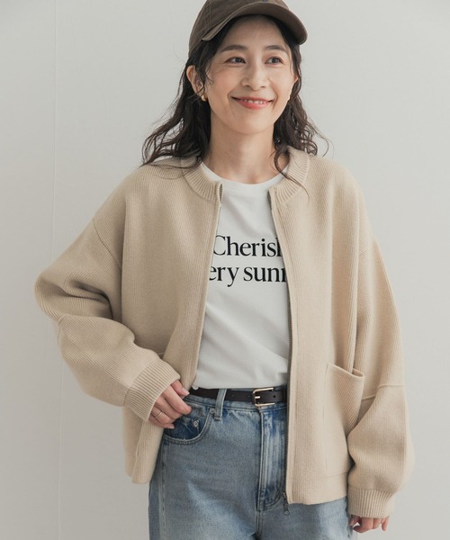 URBAN RESEARCH DOORS（アーバンリサーチドアーズ）の「『一部WEB限定カラー』ニットZIPブルゾン（ブルゾン・レディース・グレー系その他/ブラック/ベージュ/ブラウン系その他・FREE）」の8枚目の写真