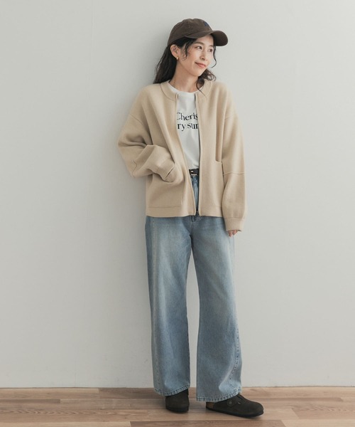 URBAN RESEARCH DOORS（アーバンリサーチドアーズ）の「『一部WEB限定カラー』ニットZIPブルゾン（ブルゾン・レディース・グレー系その他/ブラック/ベージュ/ブラウン系その他・FREE）」の9枚目の写真