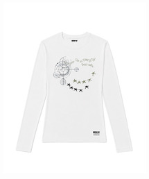 セミクロップド dont care 長袖Tシャツ [ホワイト]