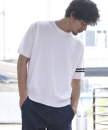 Denime | コットンリネンライン半袖ニット/LINE CREW SS KNIT(その他トップス)