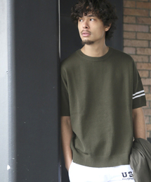 Denime | コットンリネンライン半袖ニット/LINE CREW SS KNIT(その他トップス)