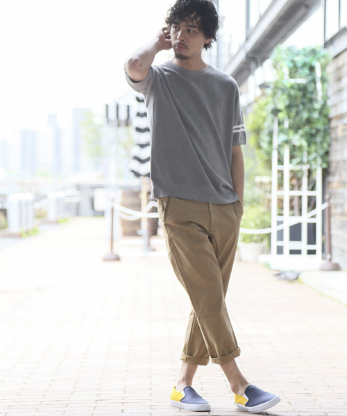 Denime（ドゥニーム）の「コットンリネンライン半袖ニット/LINE CREW SS KNIT（その他トップス・メンズ・ブラック/カーキ/グレー/ホワイト・LARGE/MEDIUM）」の17枚目の写真