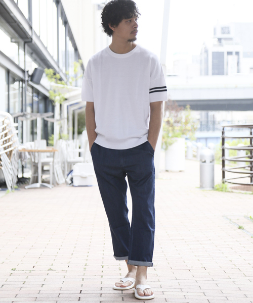 Denime（ドゥニーム）の「コットンリネンライン半袖ニット/LINE CREW SS KNIT（その他トップス・メンズ・ブラック/カーキ/グレー/ホワイト・LARGE/MEDIUM）」の15枚目の写真