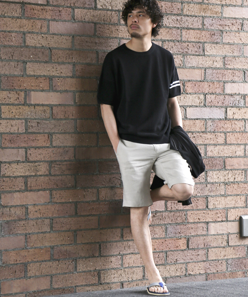 Denime（ドゥニーム）の「コットンリネンライン半袖ニット/LINE CREW SS KNIT（その他トップス・メンズ・ブラック/カーキ/グレー/ホワイト・LARGE/MEDIUM）」の13枚目の写真
