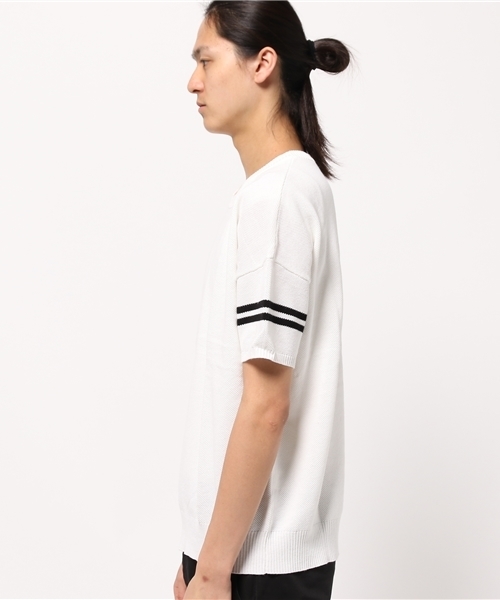 Denime（ドゥニーム）の「コットンリネンライン半袖ニット/LINE CREW SS KNIT（その他トップス・メンズ・ブラック/カーキ/グレー/ホワイト・LARGE/MEDIUM）」の5枚目の写真