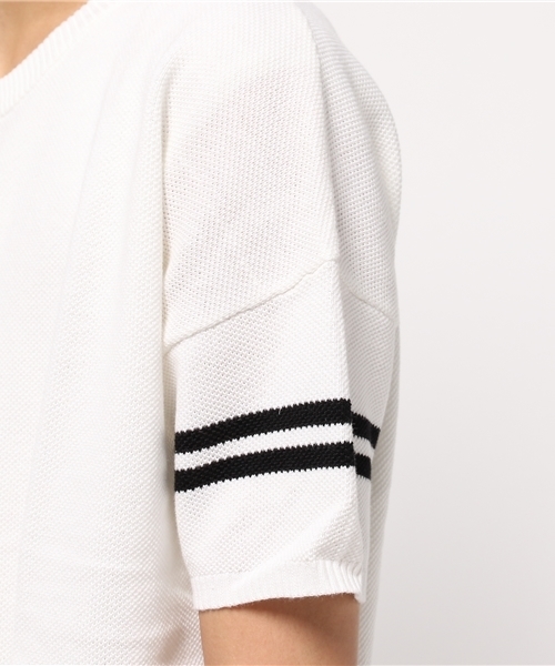 Denime（ドゥニーム）の「コットンリネンライン半袖ニット/LINE CREW SS KNIT（その他トップス・メンズ・ブラック/カーキ/グレー/ホワイト・LARGE/MEDIUM）」の8枚目の写真