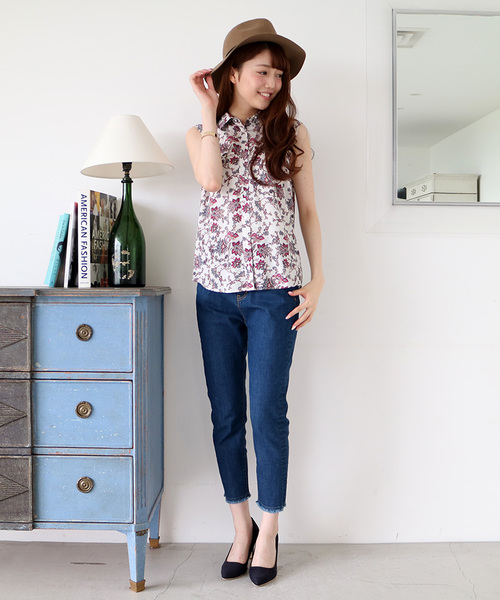 N.（N. Natural Beauty Basic）（エヌエヌナチュラルビューティーベーシック）の「◆ボタニカルフラワーブラウス（シャツ/ブラウス・レディース・ネイビー/ホワイト・MEDIUM）」の5枚目の写真