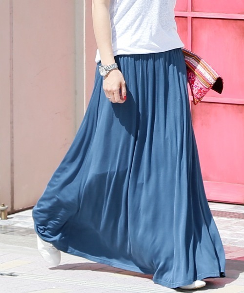 coca(coca)(コカ)の「落ち感フレアロングスカート(スカート・レディース・ホワイト/ホワイト系その他/ブラック×ホワイト/グリーン/ピンク/ブラック系その他/ライトピンク/オリーブ/グレー/ホワイト×ブラック/ブラック/エメラルドブルー/チャコール/ダークブルー/マスタード/カーキ/ブラウン/ベージュ・ONESIZE/ONE SIZE)」の15枚目の写真