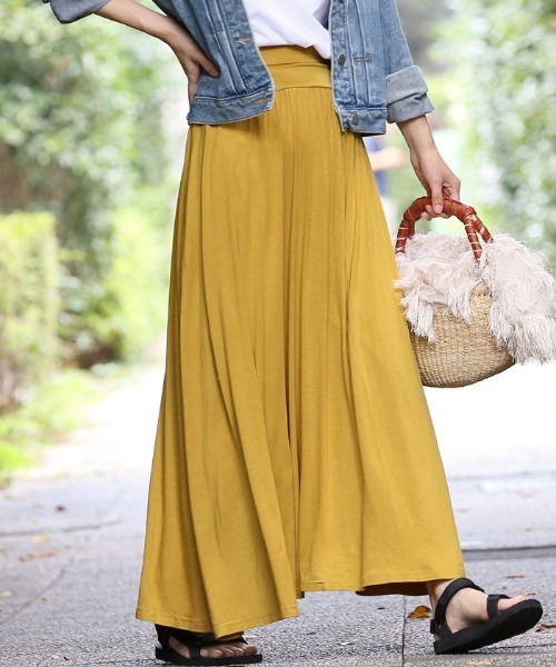 coca(coca)(コカ)の「落ち感フレアロングスカート(スカート・レディース・ホワイト/ホワイト系その他/ブラック×ホワイト/グリーン/ピンク/ブラック系その他/ライトピンク/オリーブ/グレー/ホワイト×ブラック/ブラック/エメラルドブルー/チャコール/ダークブルー/マスタード/カーキ/ブラウン/ベージュ・ONESIZE/ONE SIZE)」の16枚目の写真