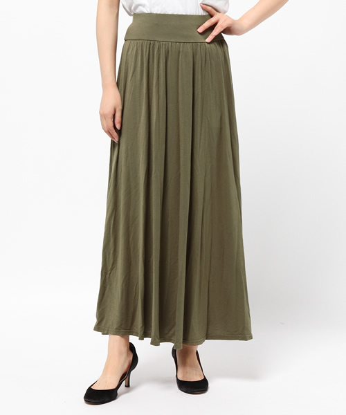 coca(coca)(コカ)の「落ち感フレアロングスカート(スカート・レディース・ホワイト/ホワイト系その他/ブラック×ホワイト/グリーン/ピンク/ブラック系その他/ライトピンク/オリーブ/グレー/ホワイト×ブラック/ブラック/エメラルドブルー/チャコール/ダークブルー/マスタード/カーキ/ブラウン/ベージュ・ONESIZE/ONE SIZE)」の11枚目の写真