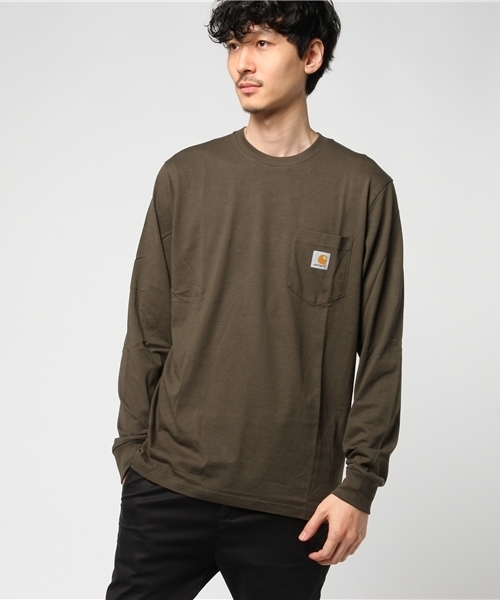 Carhartt WIP(カーハートダブリューアイピー)の「L/S POCKET T-SHIRT(Tシャツ/カットソー・メンズ・ホワイト/ブラック/ダークグレー/アッシュグレー/カーキ/ヘザーグレー・MEDIUM/SMALL/LARGE/X-LARGE/X-SMALL)」の6枚目の写真