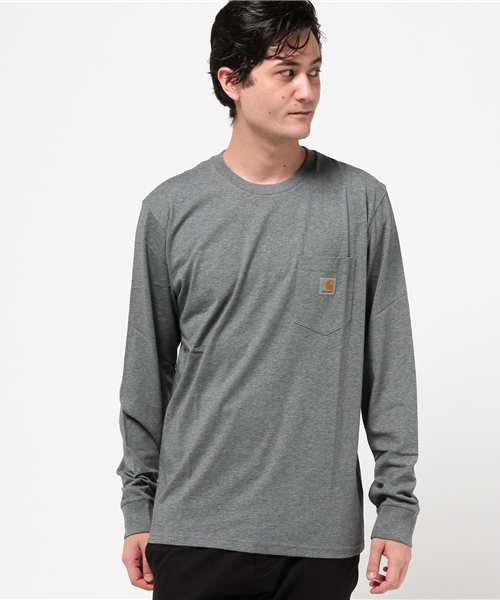 Carhartt WIP(カーハートダブリューアイピー)の「L/S POCKET T-SHIRT(Tシャツ/カットソー・メンズ・ホワイト/ブラック/ダークグレー/アッシュグレー/カーキ/ヘザーグレー・MEDIUM/SMALL/LARGE/X-LARGE/X-SMALL)」の5枚目の写真