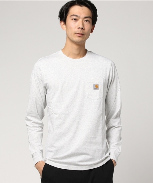 Carhartt WIP(カーハートダブリューアイピー)の「L/S POCKET T-SHIRT(Tシャツ/カットソー・メンズ・ホワイト/ブラック/ダークグレー/アッシュグレー/カーキ/ヘザーグレー・MEDIUM/SMALL/LARGE/X-LARGE/X-SMALL)」の4枚目の写真