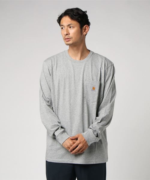 Carhartt WIP(カーハートダブリューアイピー)の「L/S POCKET T-SHIRT(Tシャツ/カットソー・メンズ・ホワイト/ブラック/ダークグレー/アッシュグレー/カーキ/ヘザーグレー・MEDIUM/SMALL/LARGE/X-LARGE/X-SMALL)」の1枚目の写真