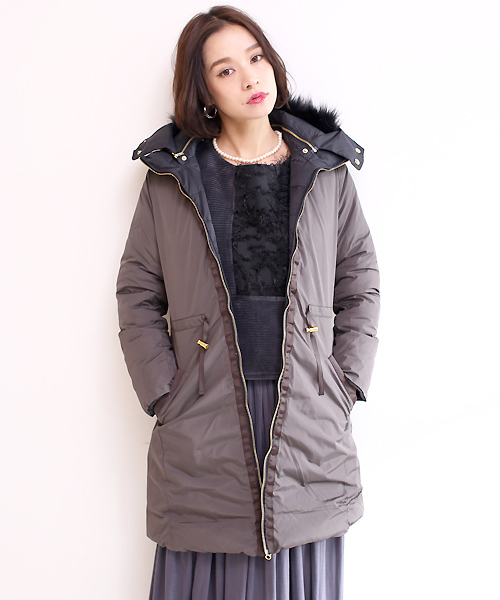 ファー付リバーシブルダウンコート（ダウンジャケット/コート）｜Bou