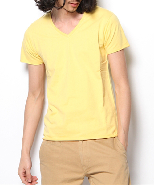 wjk（ダヴルジェイケイ）の「cut-off V-neck S/S（Tシャツ/カットソー・メンズ・ブラック/ホワイト/ピンク/ネイビー/イエロー/ライトブルー/トップグレー/ダークグレー/サンドベージュ/レッド・LARGE/SMALL/MEDIUM/X-LARGE）」の8枚目の写真