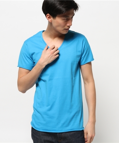 wjk（ダヴルジェイケイ）の「cut-off V-neck S/S（Tシャツ/カットソー・メンズ・ブラック/ホワイト/ピンク/ネイビー/イエロー/ライトブルー/トップグレー/ダークグレー/サンドベージュ/レッド・LARGE/SMALL/MEDIUM/X-LARGE）」の6枚目の写真