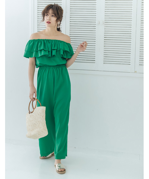 【希少サイズ】オレンジ　オフショルダー フリルドレス　アーバンブランシュ　M 希少サイズ】オレンジ オフショルダー フリルドレス アーバン