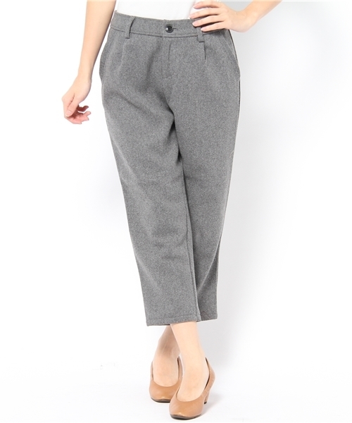 WEGO（ウィゴー）の「ウールカルゼ9分丈タックパンツ（スラックス・レディース・ブラック/ダークグレー/キャメル/ワイン・FREE）」の3枚目の写真