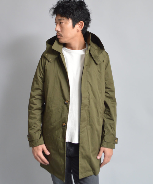 ROOPTOKYO（ループトウキョウ）の「ボア脱着　フード脱着 ストレッチツイルコート（ステンカラーコート・メンズ・オリーブ/ベージュ/ネイビー・M/L）」の2枚目の写真