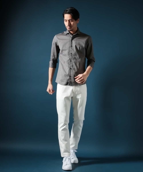 MICHEL KLEIN HOMME (ミッシェルクランオム)の「メランジレノクロスシャツ(シャツ/ブラウス・メンズ・カーキ/ブラック・48/52/46/51/44)」の5枚目の写真