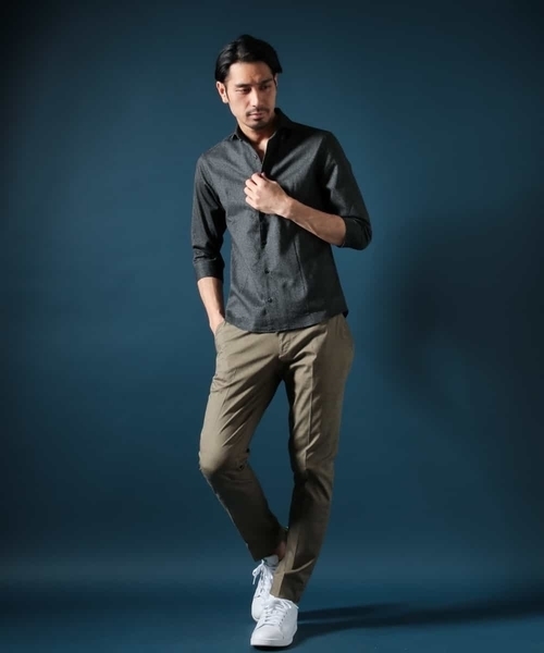 MICHEL KLEIN HOMME (ミッシェルクランオム)の「メランジレノクロスシャツ(シャツ/ブラウス・メンズ・カーキ/ブラック・48/52/46/51/44)」の6枚目の写真