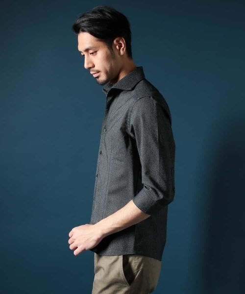 MICHEL KLEIN HOMME (ミッシェルクランオム)の「メランジレノクロスシャツ(シャツ/ブラウス・メンズ・カーキ/ブラック・48/52/46/51/44)」の7枚目の写真