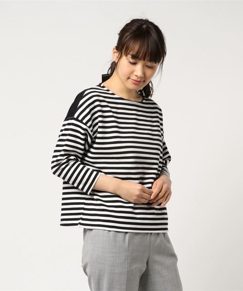 AMERICAN HOLIC（アメリカンホリック）の「ボーダー切替プルオーバー（Tシャツ/カットソー・レディース・ホワイト/オフホワイト/ブラック/ライトグレー・FREE）」の3枚目の写真