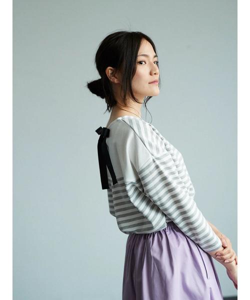 AMERICAN HOLIC（アメリカンホリック）の「ボーダー切替プルオーバー（Tシャツ/カットソー・レディース・ホワイト/オフホワイト/ブラック/ライトグレー・FREE）」の10枚目の写真