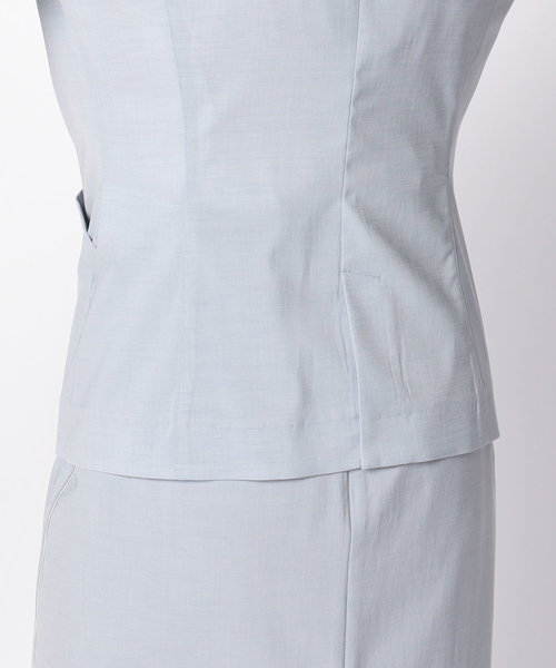 NARACAMICIE(ナラカミーチェ)の「【セットアップスーツ対応】キュプラポリエステルノーカラージャケット(スーツジャケット・レディース・ネイビー/ブルー/ブラック・MEDIUM/LARGE/SMALL)」の10枚目の写真