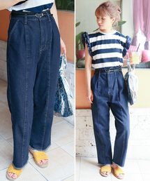 reca | センターライン　切り替えリメイク風 切りっぱなし ハイウエストデニム(デニムパンツ)