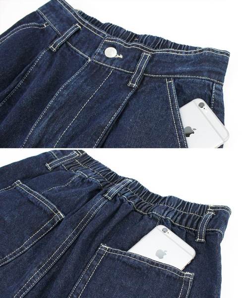 reca(レカ)の「センターライン 切り替えリメイク風 切りっぱなし ハイウエストデニム(デニムパンツ・レディース・ネイビー/ブルー系その他・M)」の18枚目の写真