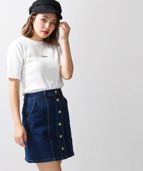 WEGO(ウィゴー)の「WEGO/前ボタンパネルタイトミニスカート(デニムスカート・レディース・インディゴブルー/ダークインディゴブルー/その他1/ブルー/ブラック・SMALL/MEDIUM/LARGE)」の4枚目の写真