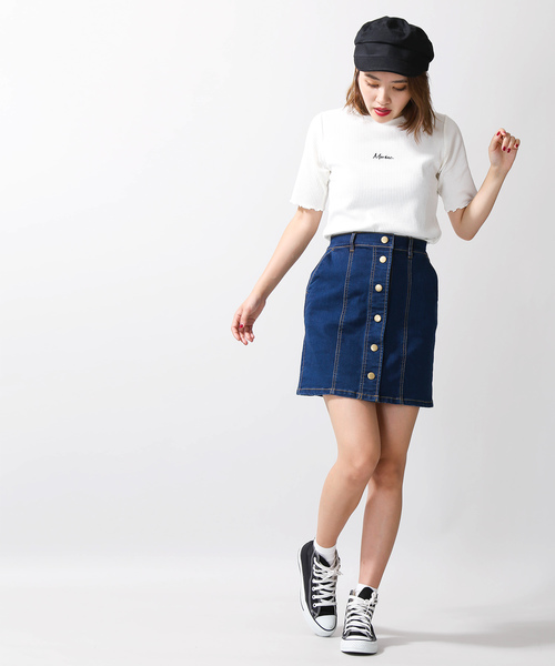 WEGO(ウィゴー)の「WEGO/前ボタンパネルタイトミニスカート(デニムスカート・レディース・インディゴブルー/ダークインディゴブルー/その他1/ブルー/ブラック・SMALL/MEDIUM/LARGE)」の8枚目の写真