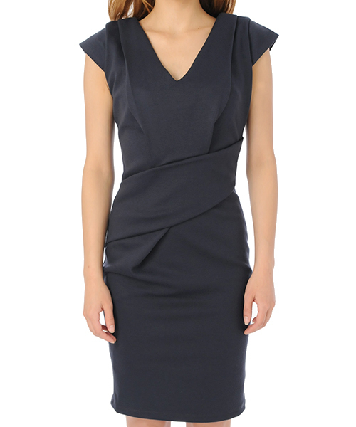 AMBIENT（アンビエント）の「Vネックスリムドレス（ワンピース・レディース・ネイビー/バーガンディー・1/2）」の6枚目の写真