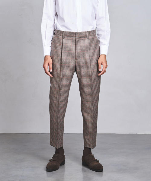 UNITED ARROWS（ユナイテッドアローズ）の「◇UAST チェック ワイド 1プリーツ パンツ（スラックス・メンズ・ベージュ・MEDIUM/X-LARGE/LARGE/SMALL）」の4枚目の写真