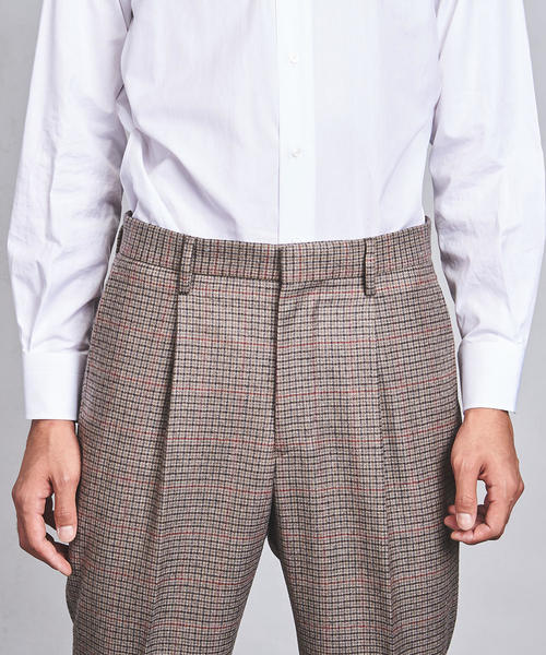UNITED ARROWS（ユナイテッドアローズ）の「◇UAST チェック ワイド 1プリーツ パンツ（スラックス・メンズ・ベージュ・MEDIUM/X-LARGE/LARGE/SMALL）」の7枚目の写真