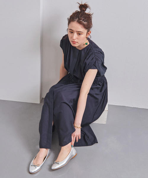 定価約3万【美品】SACRA サクラ ギャザーワンピース ロング丈　ジレ SACRA｜ サクラ｜トリアセテートミックスローンギャザー