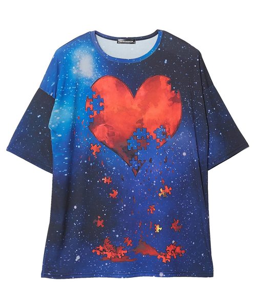ankoROCK（アンコロック）の「宇宙柄退廃ハートＴシャツ -メガビッグ-（Tシャツ/カットソー・メンズ・A・ONE SIZE）」の8枚目の写真