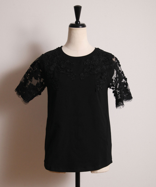 &. NOSTALGIA（アンドドットノスタルジア）の「レーススリーブTシャツ（Tシャツ/カットソー・レディース・ホワイト/ブラック/カーキ/ネイビー・FREE）」の11枚目の写真