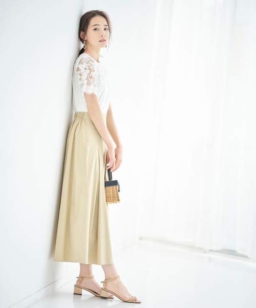 &. NOSTALGIA（アンドドットノスタルジア）の「レーススリーブTシャツ（Tシャツ/カットソー・レディース・ホワイト/ブラック/カーキ/ネイビー・FREE）」の15枚目の写真