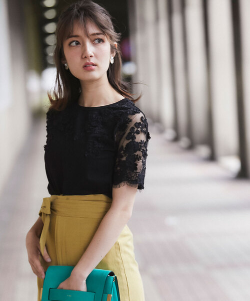 &. NOSTALGIA（アンドドットノスタルジア）の「レーススリーブTシャツ（Tシャツ/カットソー・レディース・ホワイト/ブラック/カーキ/ネイビー・FREE）」の18枚目の写真