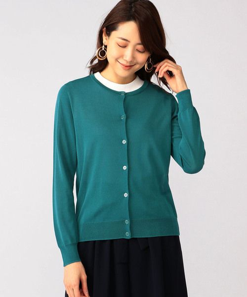 A/C DESIGN BY ALPHA CUBIC（エーシーデザインバイアルファキュービック）の「クルーネックカーディガン（カーディガン/ボレロ・レディース・イエロー/ブラック/グリーン・M size/L size）」の4枚目の写真