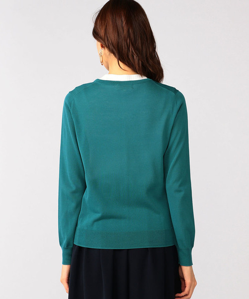 A/C DESIGN BY ALPHA CUBIC（エーシーデザインバイアルファキュービック）の「クルーネックカーディガン（カーディガン/ボレロ・レディース・イエロー/ブラック/グリーン・M size/L size）」の6枚目の写真