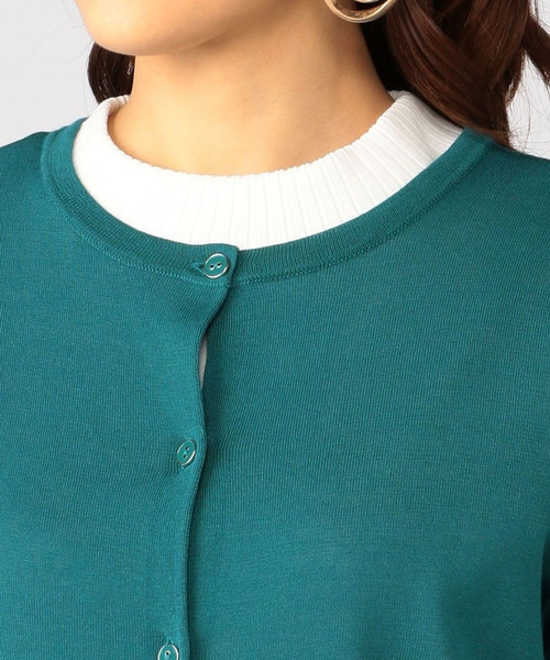 A/C DESIGN BY ALPHA CUBIC（エーシーデザインバイアルファキュービック）の「クルーネックカーディガン（カーディガン/ボレロ・レディース・イエロー/ブラック/グリーン・M size/L size）」の7枚目の写真