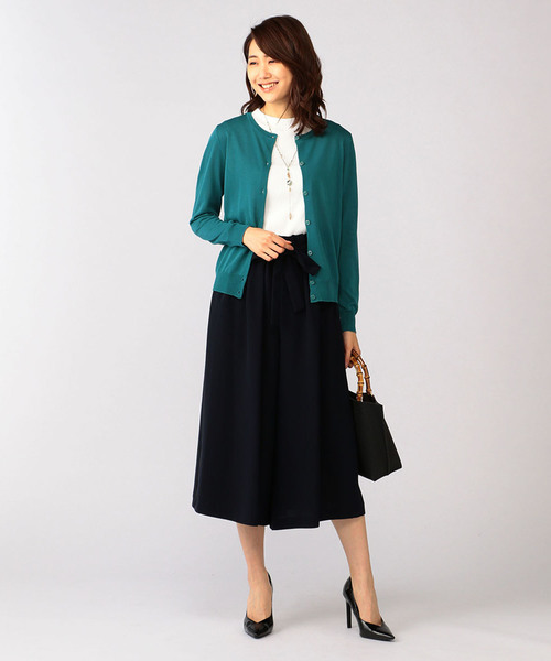 A/C DESIGN BY ALPHA CUBIC（エーシーデザインバイアルファキュービック）の「クルーネックカーディガン（カーディガン/ボレロ・レディース・イエロー/ブラック/グリーン・M size/L size）」の11枚目の写真