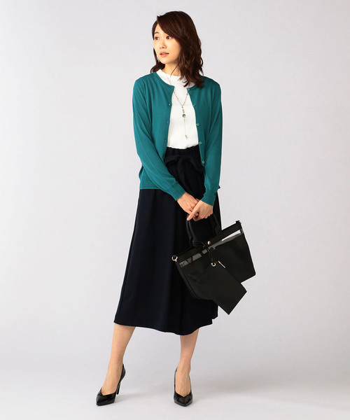 A/C DESIGN BY ALPHA CUBIC（エーシーデザインバイアルファキュービック）の「クルーネックカーディガン（カーディガン/ボレロ・レディース・イエロー/ブラック/グリーン・M size/L size）」の12枚目の写真